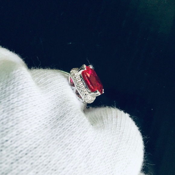 14K White Gold/Over 925 Sterling Silver Gems Ruby - Picture 12 of 16